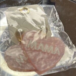 Pink Heart 'MAMA' Earrings
